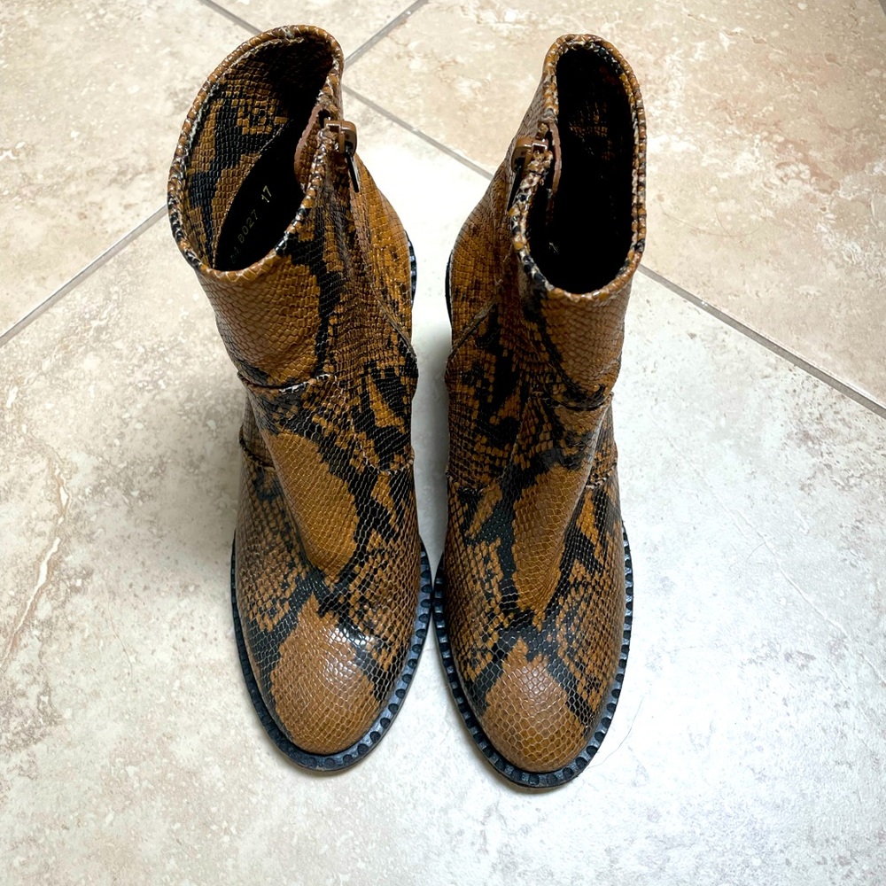 Robert Clergerie Brown Snakeskin Booties
